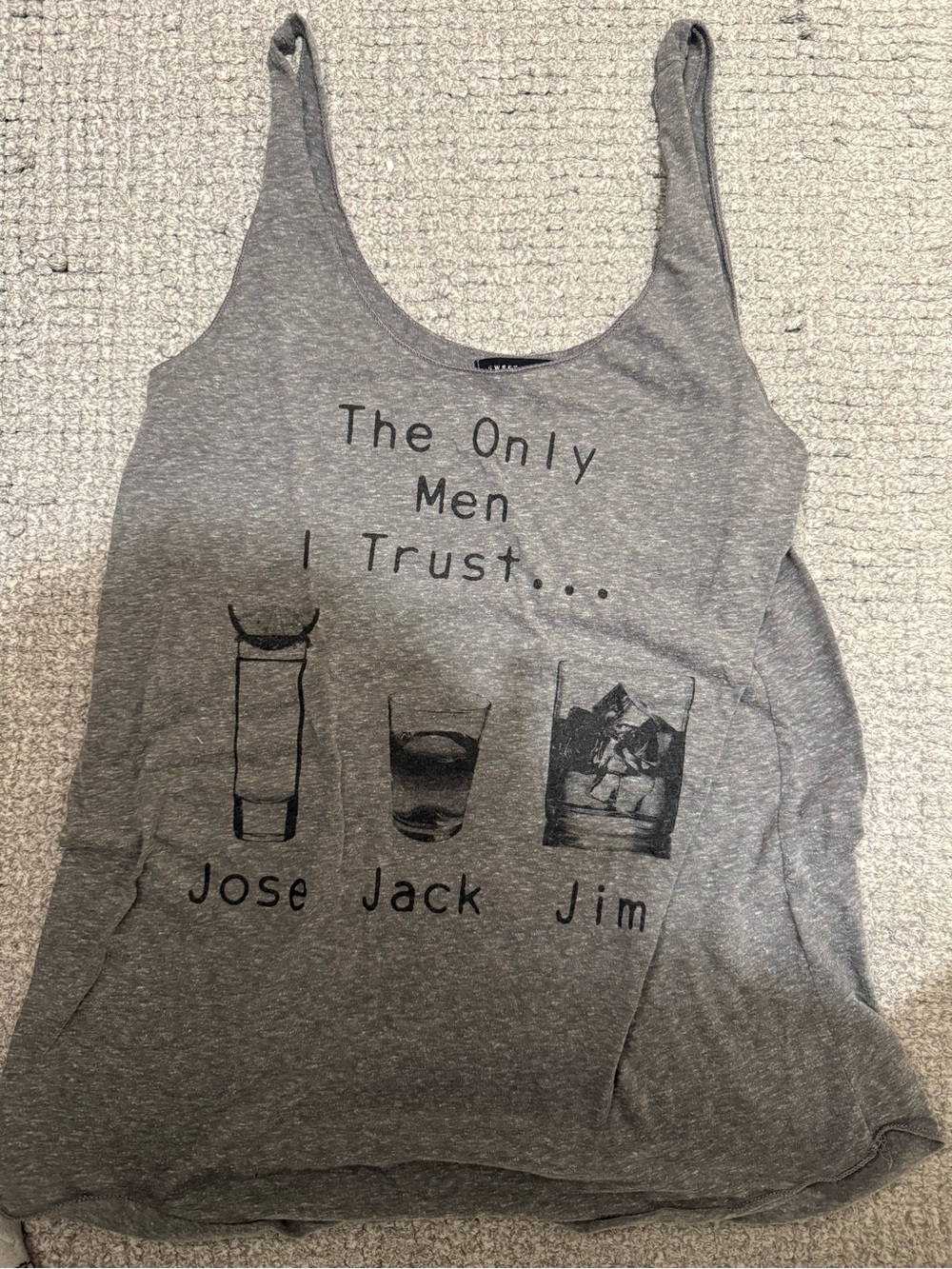 Sweet Claire Gray Graphic Tank - 'The Only Men I Trust'